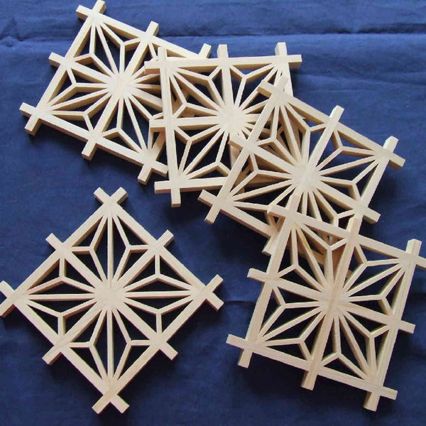 kumikoです Set of 5 Edo Kumiko Coasters - Hemp Leaf Pattern - Japanese