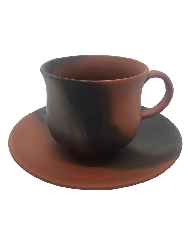 mumyoi cup with saucer black and ochre 3