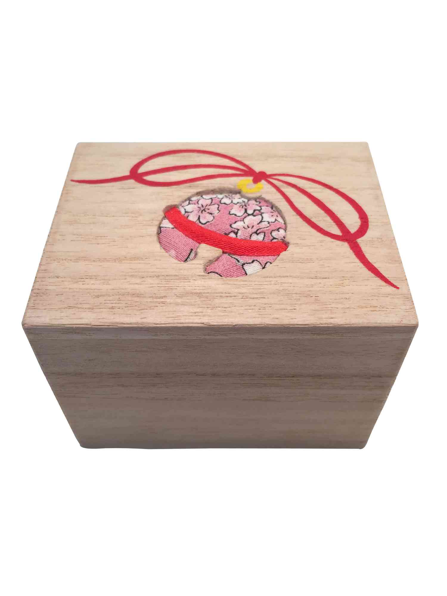 Kimi Box Box Box Small Kimekomi Box - Natural Color - Pink Bell Pattern | BuyJapanArt